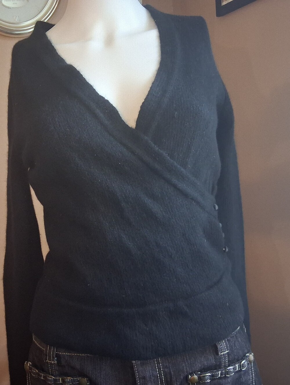 The Limited Black Wrap V-Neck Sweater
